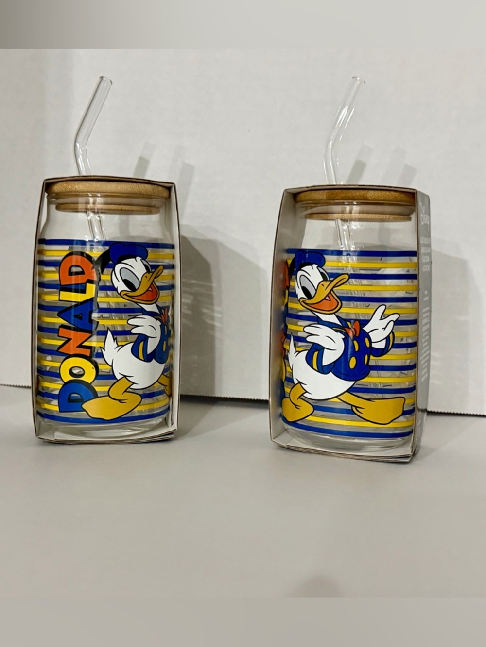 Disney Donald Duck Glass Tumbler Set - Blue, Yellow, White